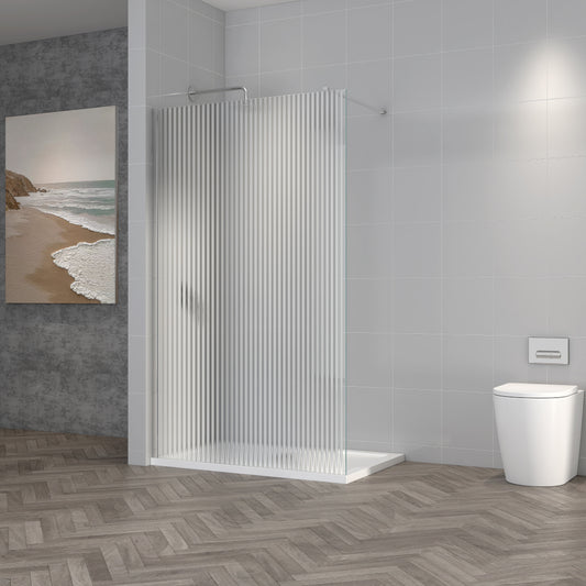 1200mm Fluted Wetroom Screen - Chrome