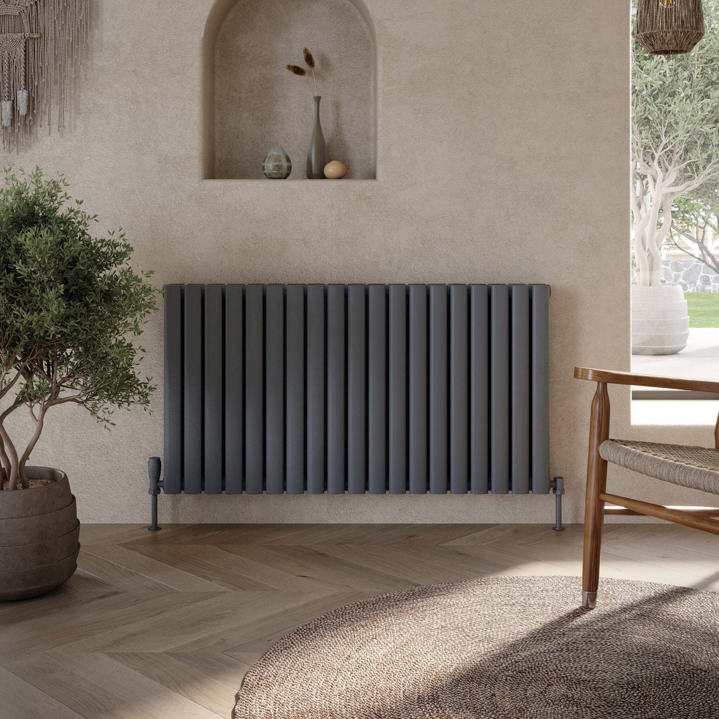 Aspect 826x600mm Designer Radiator Double - Anthracite