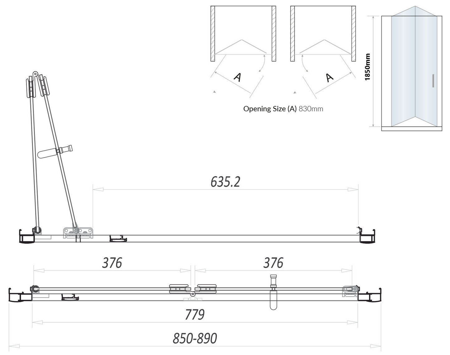 Sense6 900mm Bifold Door - Black