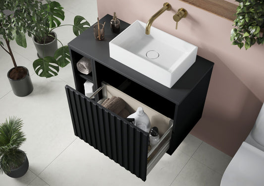 Livano 800mm Wall Mounted Vanity Unit - Black