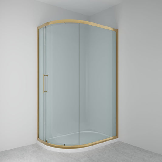 Lakes Enclosures 1200x800 Offset Quadrant Shower Enclosure - Brushed Brass
