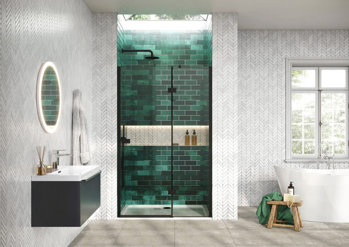 Cordoba Frameless Hinged Shower Door - Matt Black