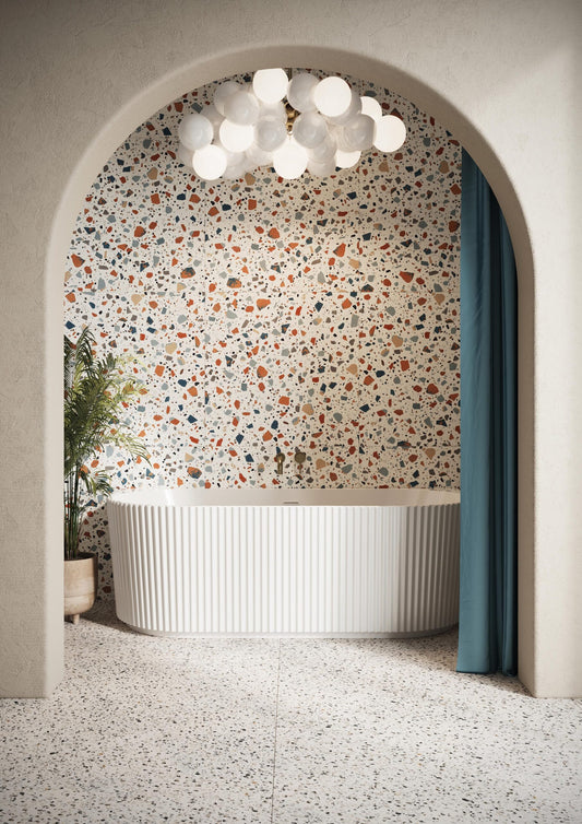 Ischia Fluted Back To Wall Bath - in situ