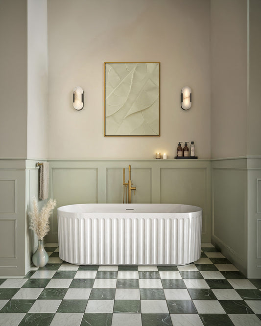 Sorrento Oval Fluted Bath - Gloss White - in situ