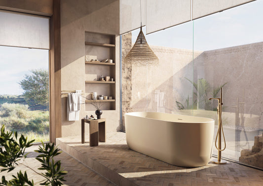 Elba Oval Bath - Matt Stone - in situ