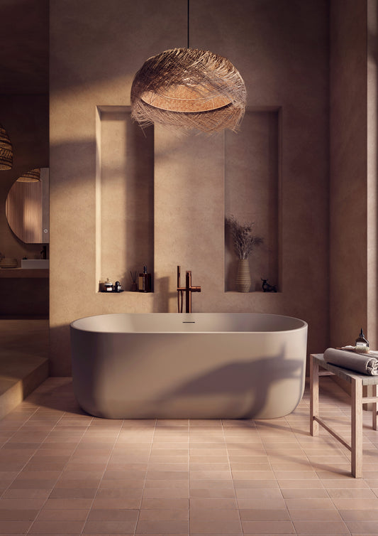 Elba Oval Bath - Matt Clay - in situ