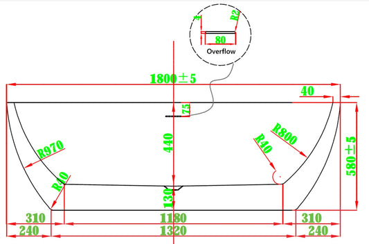 Portofino Double Ended Bath 1850x800mm