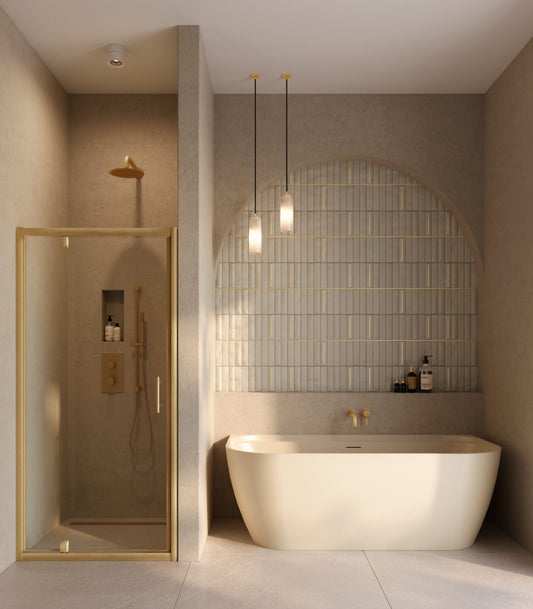 Positano Back To Wall Bath - Matt Stone - in situ