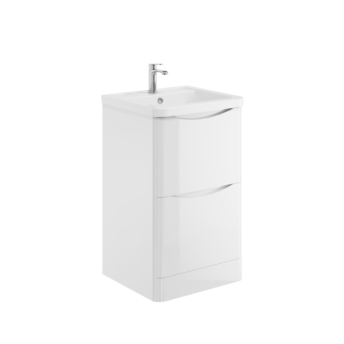 Alassio 500mm Floorstanding Vanity Unit & Basin - Gloss White