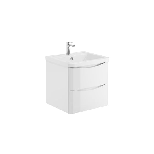Alassio 500mm Wall Vanity Unit & Basin - Gloss White