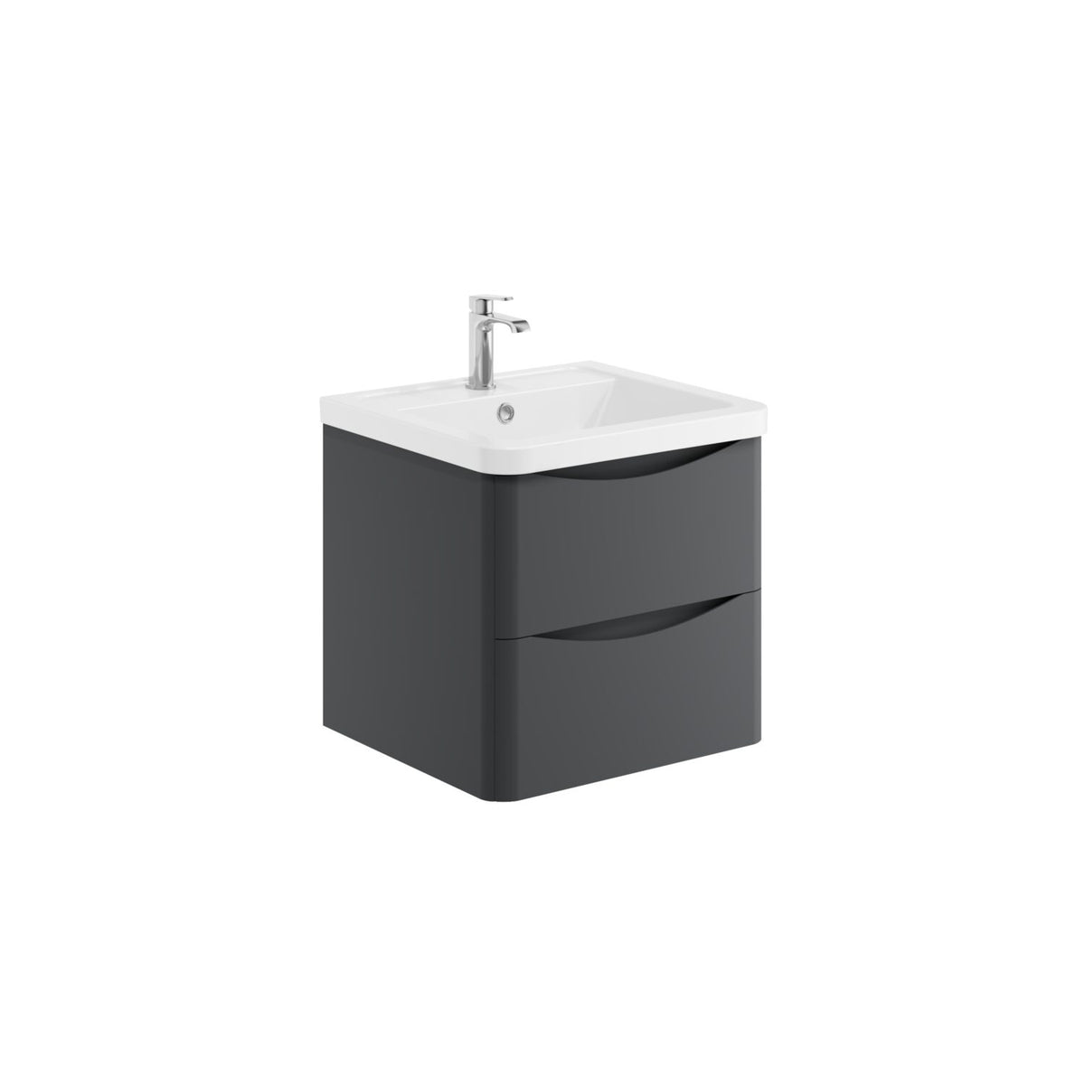Alassio 500mm Wall Vanity Unit & Basin - Graphite Grey