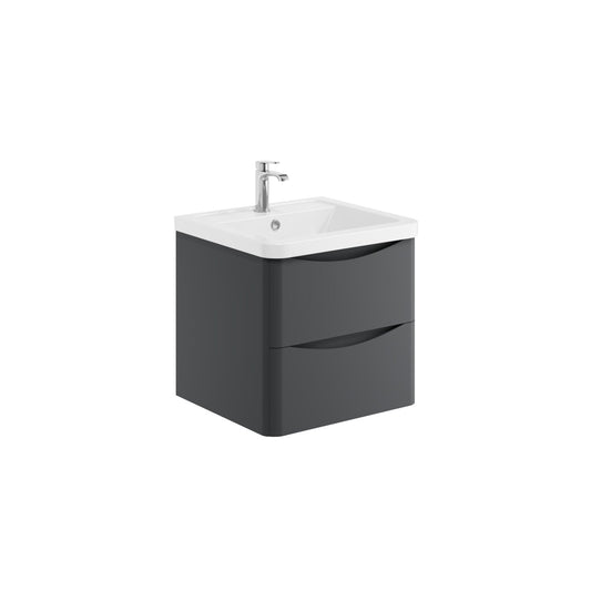 Alassio 500mm Wall Vanity Unit & Basin - Graphite Grey