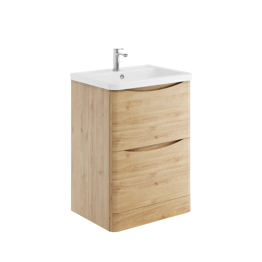 Alassio 600mm Floorstanding Vanity Unit & Basin - Davos Oak