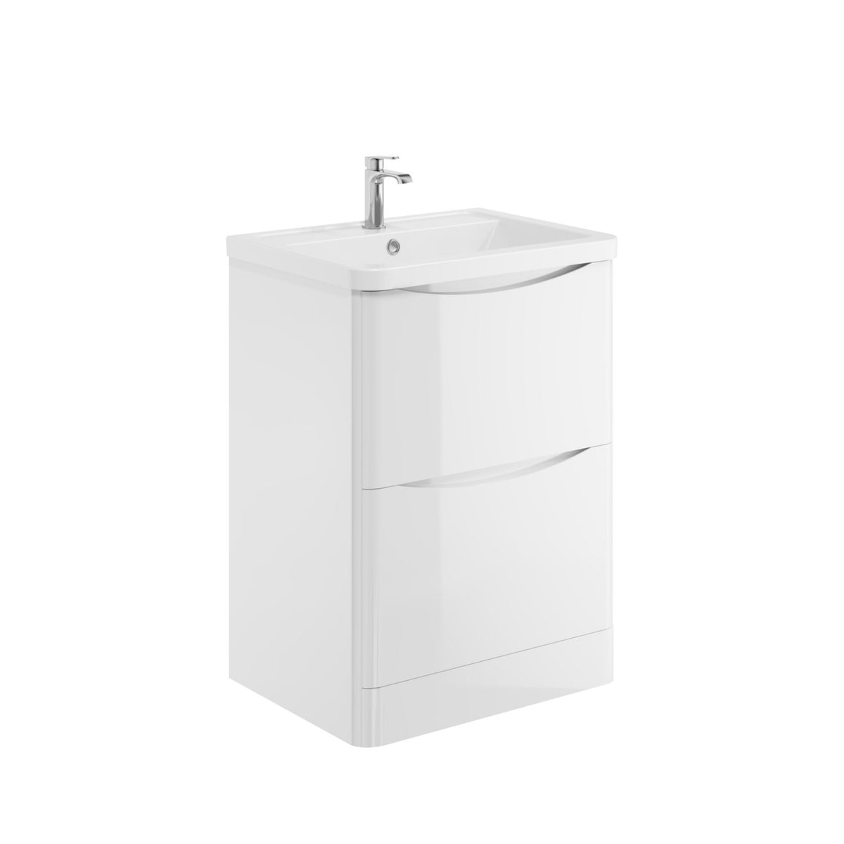 Alassio 600mm Floorstanding Vanity Unit & Basin - Gloss White