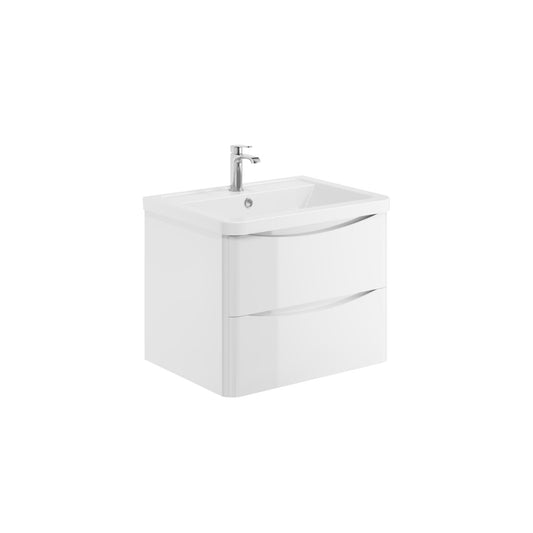 Alassio 600mm Wall Vanity Unit & Basin - Gloss White