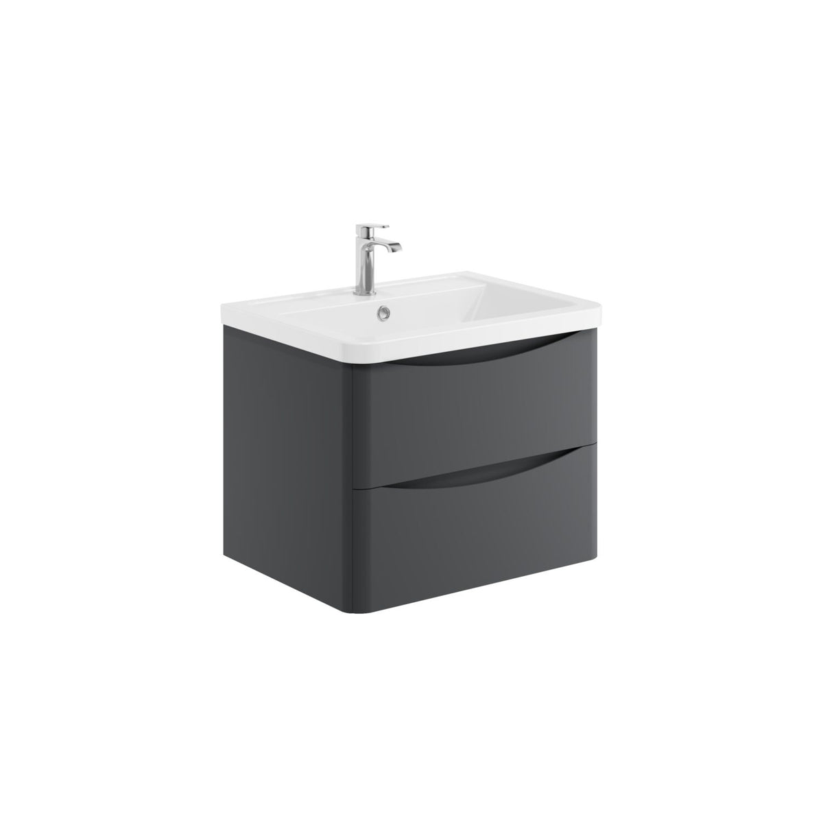 Alassio 600mm Wall Vanity Unit & Basin - Graphite Grey