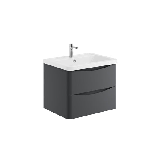 Alassio 600mm Wall Vanity Unit & Basin - Graphite Grey