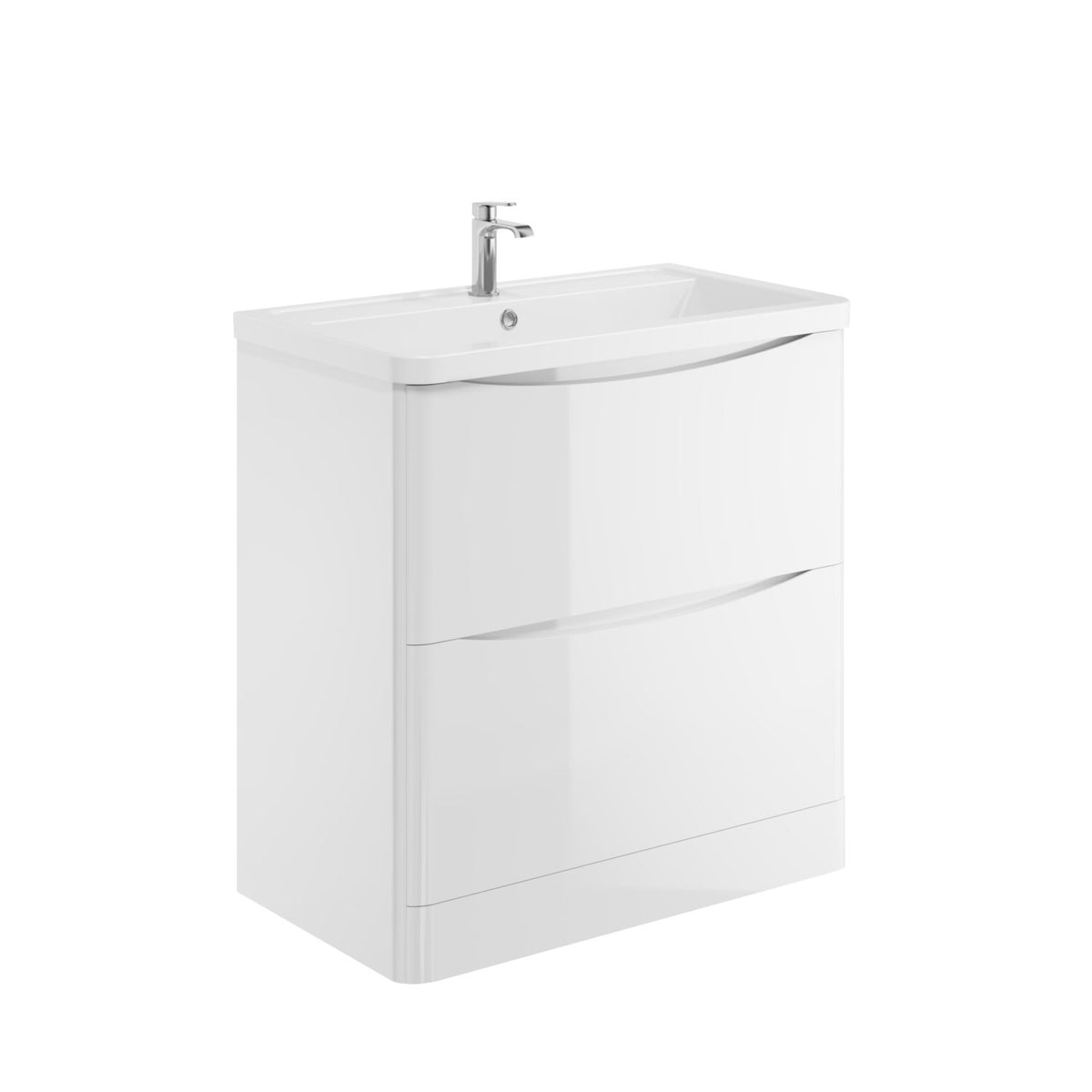 Alassio 800mm Floorstanding Vanity Unit & Basin - Gloss White