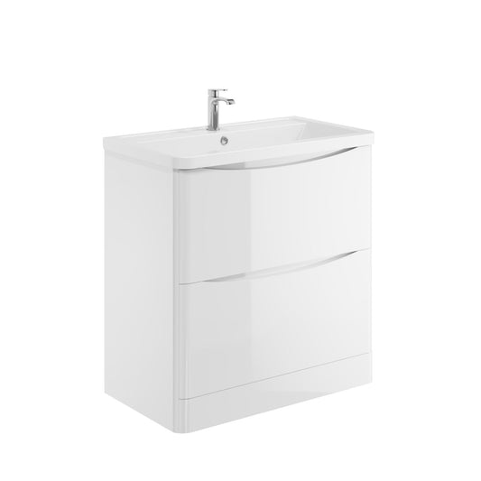 Alassio 800mm Floorstanding Vanity Unit & Basin - Gloss White