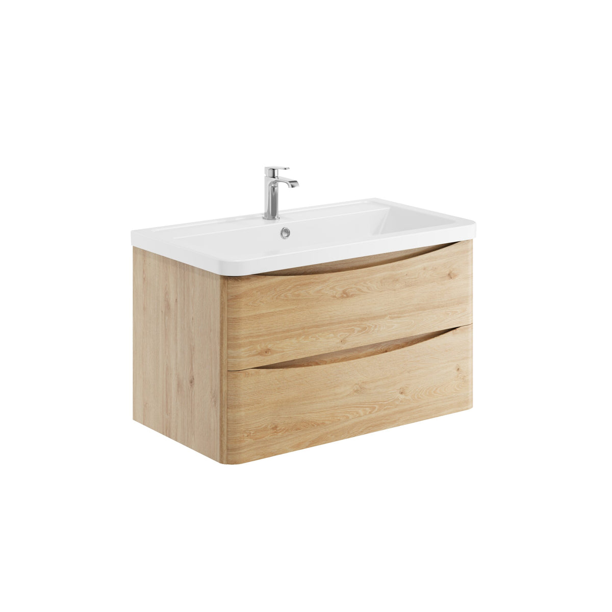 Alassio 800mm Wall Vanity Unit & Basin - Davos Oak