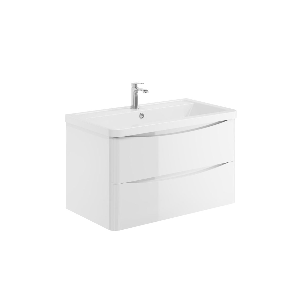 Alassio 800mm Wall Vanity Unit & Basin - Gloss White