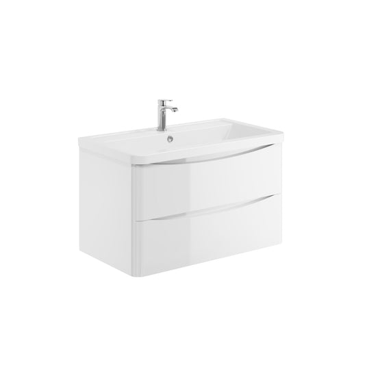 Alassio 800mm Wall Vanity Unit & Basin - Gloss White