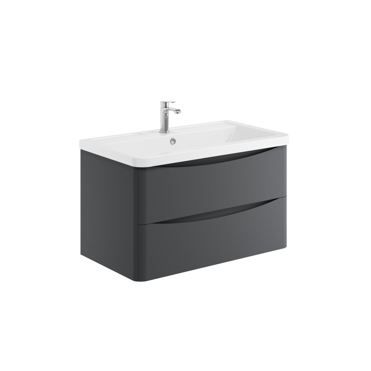 Alassio 800mm Wall Vanity Unit & Basin - Matt Grey