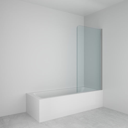 Athena Curved Single Panel Hinged Bath Screen - Chrome