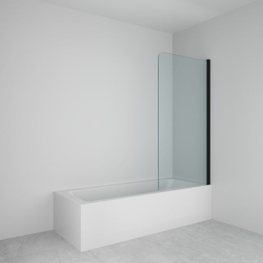 Athena Curved Single Panel Hinged Bath Screen - Black