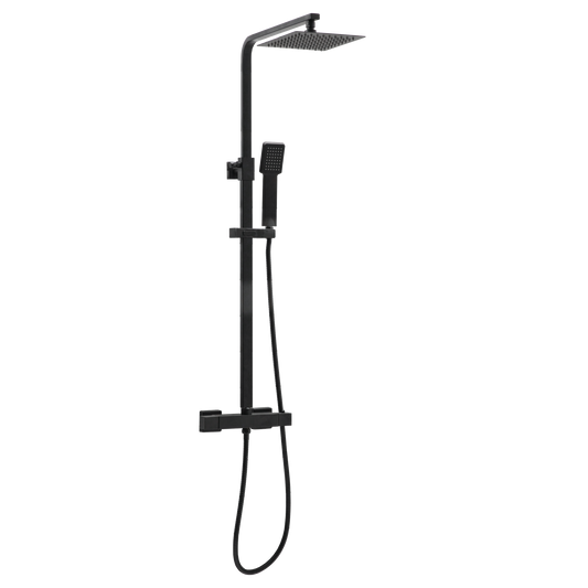Alessio Square Thermostatic Rainhead Bar Mixer - Black
