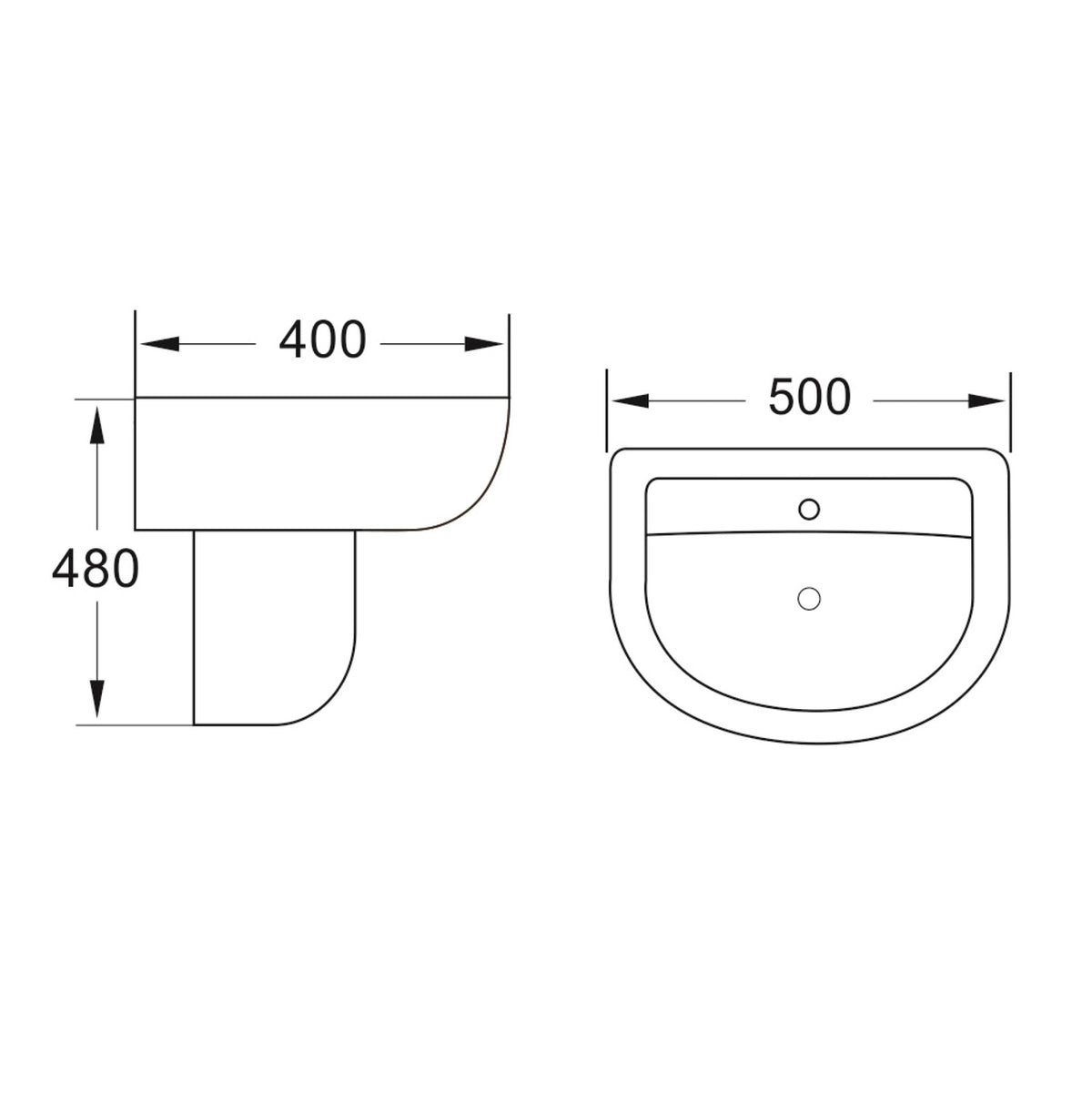 Ferrara Basin & Semi Pedestal - line drawing