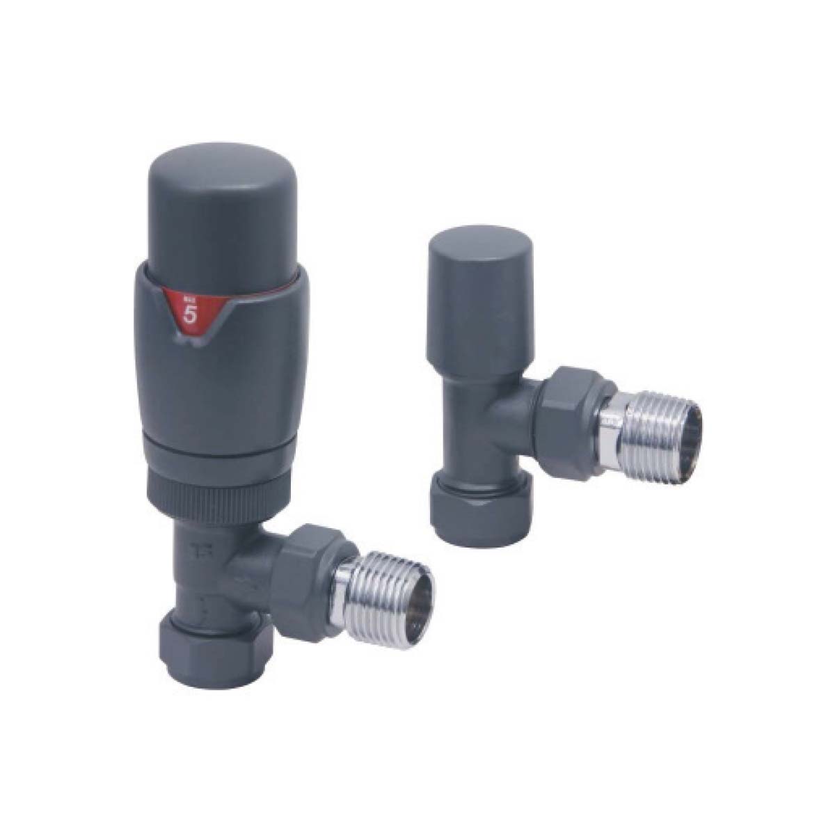 Thermostatic Angled Valve Pair - Anthracite