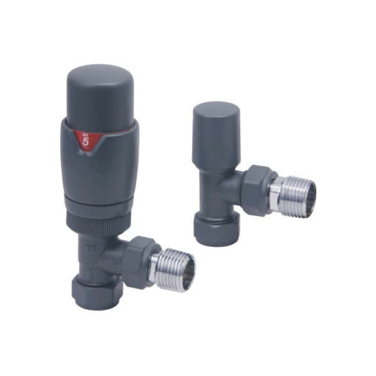 Thermostatic Angled Valve Pair - Anthracite