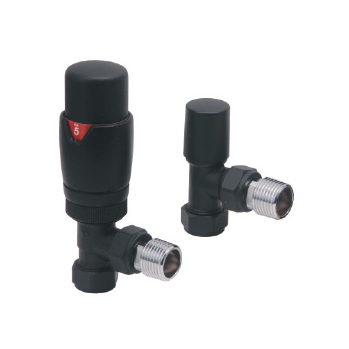 Thermostatic Angled Valve Pair - Black