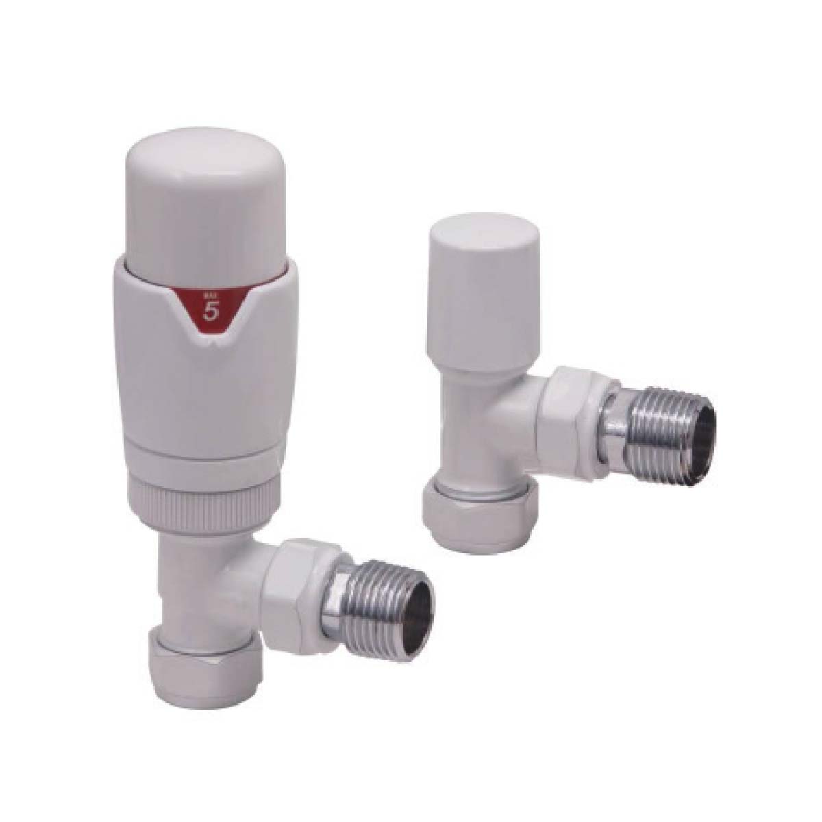 Thermostatic Angled Valve Pair - White