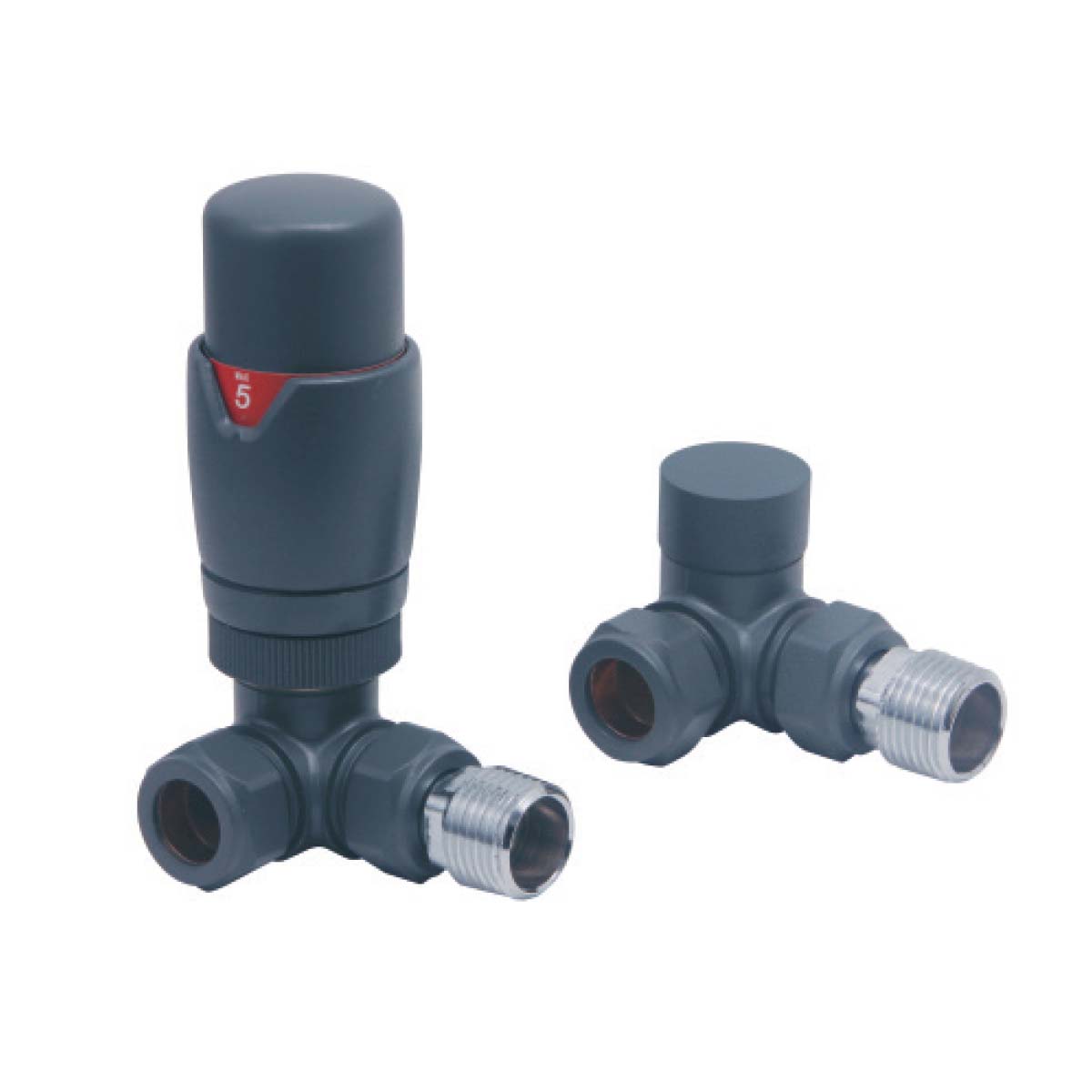 Thermostatic Corner Valve Pair - Anthracite