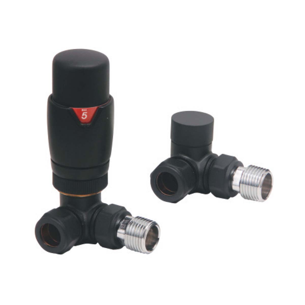 Thermostatic Corner Valve Pair - Black