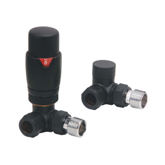 Thermostatic Corner Valve Pair - Black