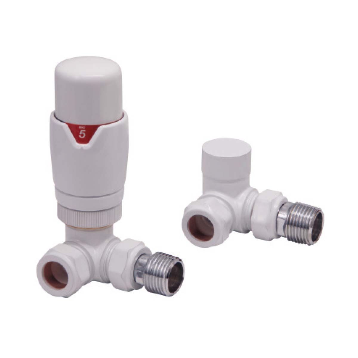 Thermostatic Corner Valve Pair - White