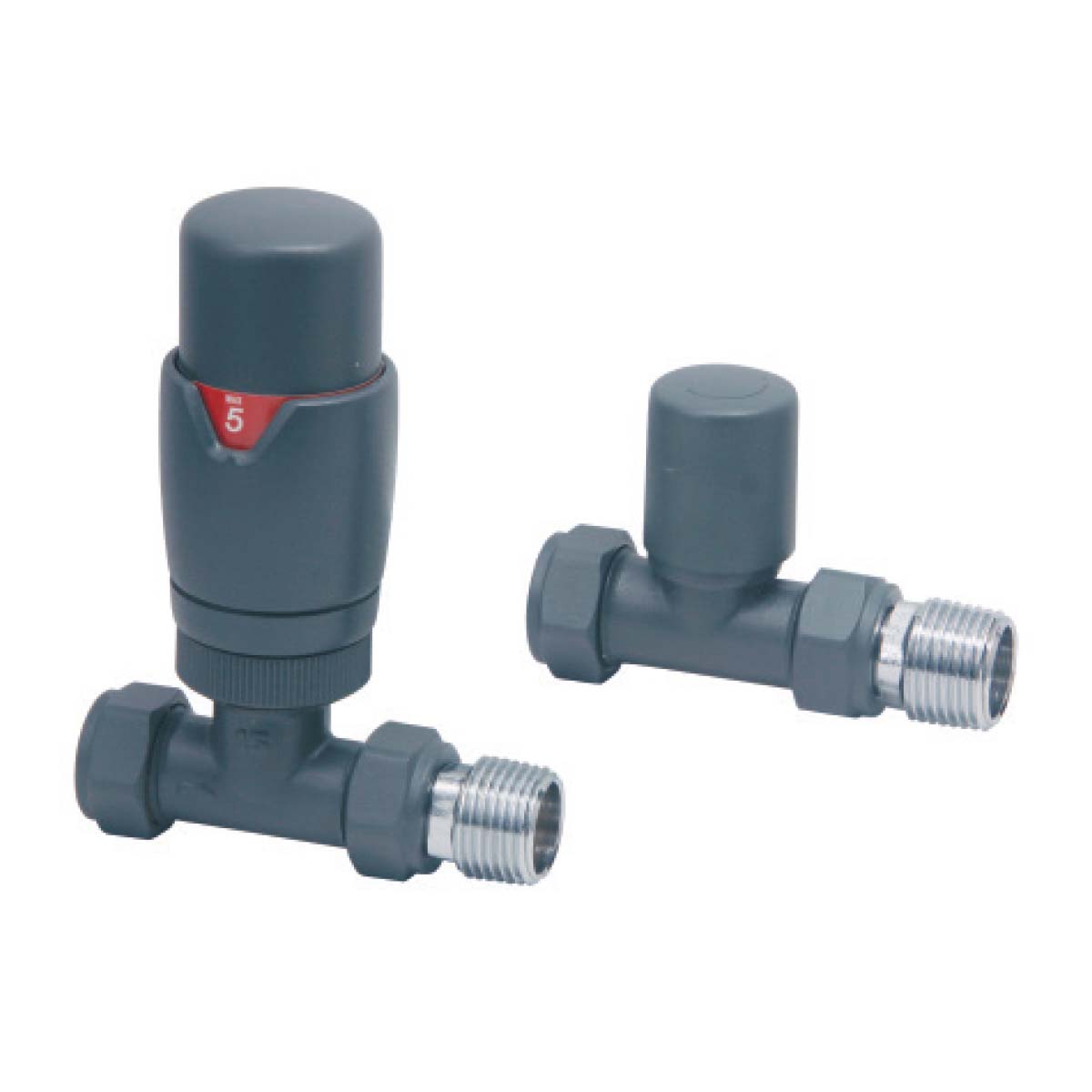 Thermostatic Straight Valve Pair - Anthracite