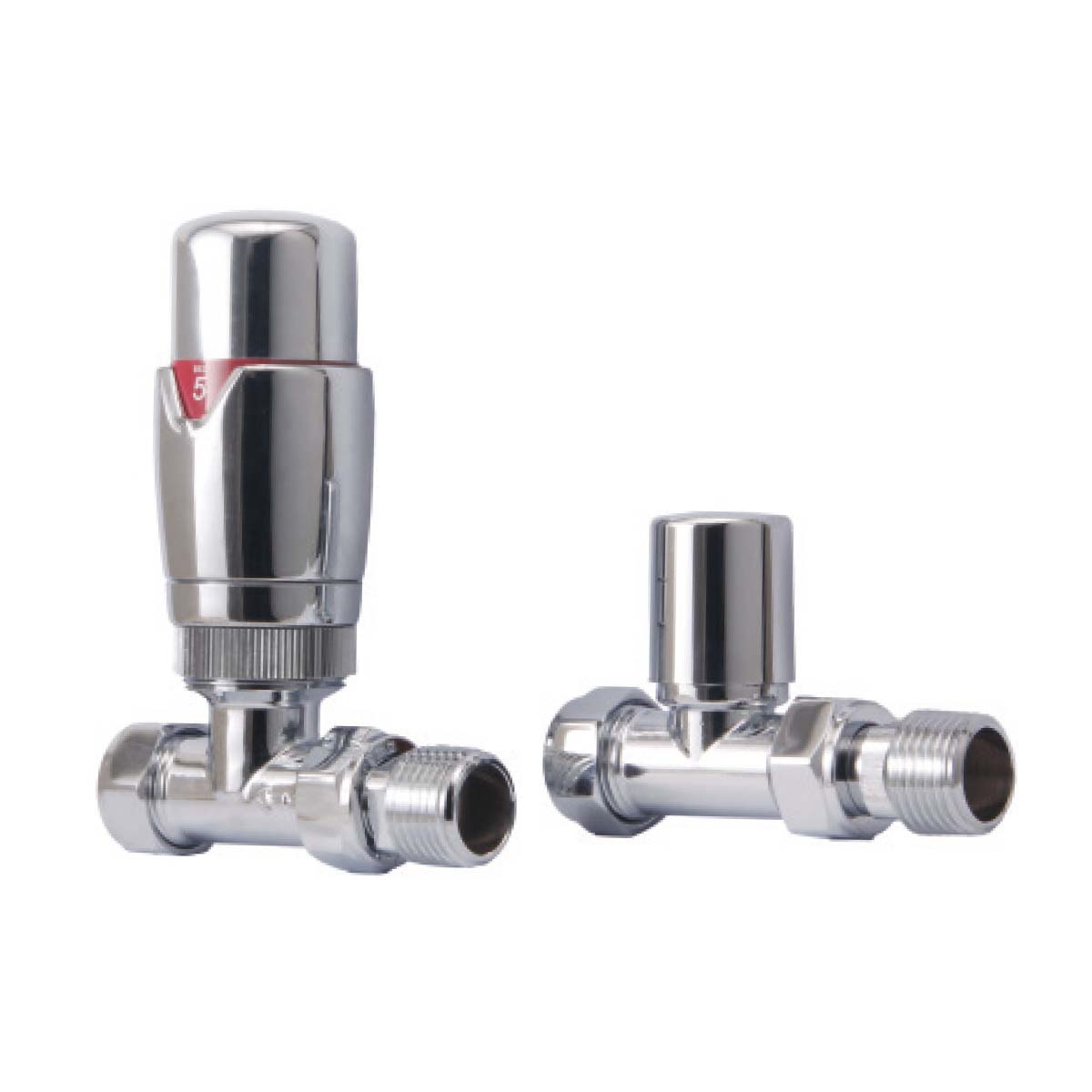 Thermostatic Straight Valve Pair - Chrome