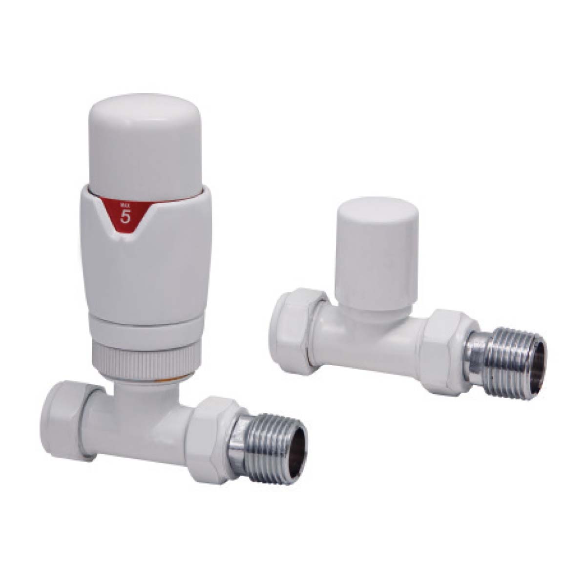 Thermostatic Straight Valve Pair - White