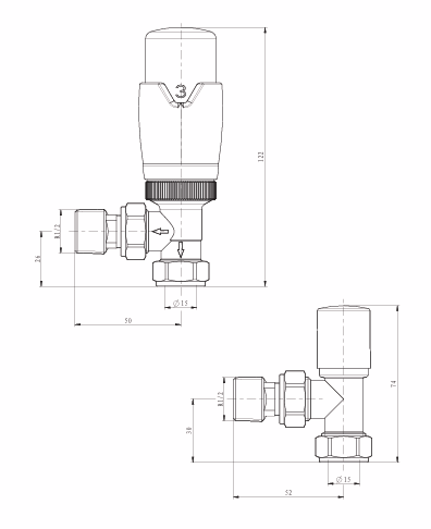 Thermostatic Angled Valve Pair - Chrome