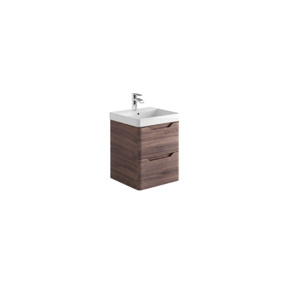 Ivrea 500 Wall Vanity Unit & Basin - Walnut