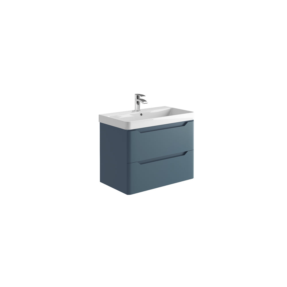 Ivrea 800 Wall Vanity Unit & Basin - Blue