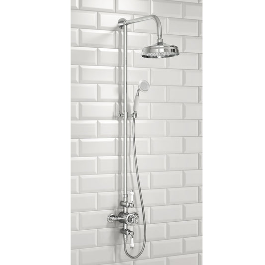 Emma Traditional Rainhead Rigid Riser Shower Mixer - Chrome