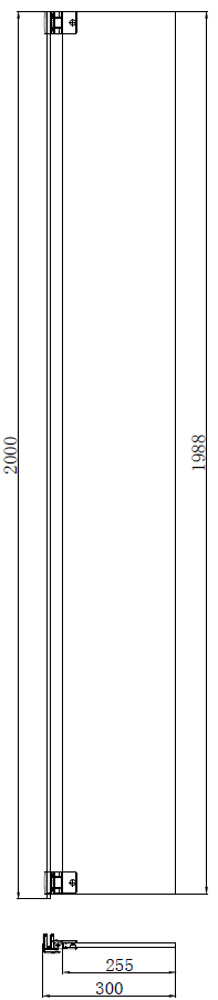 Marbella Fluted Glass Flipper Panel - dimensions