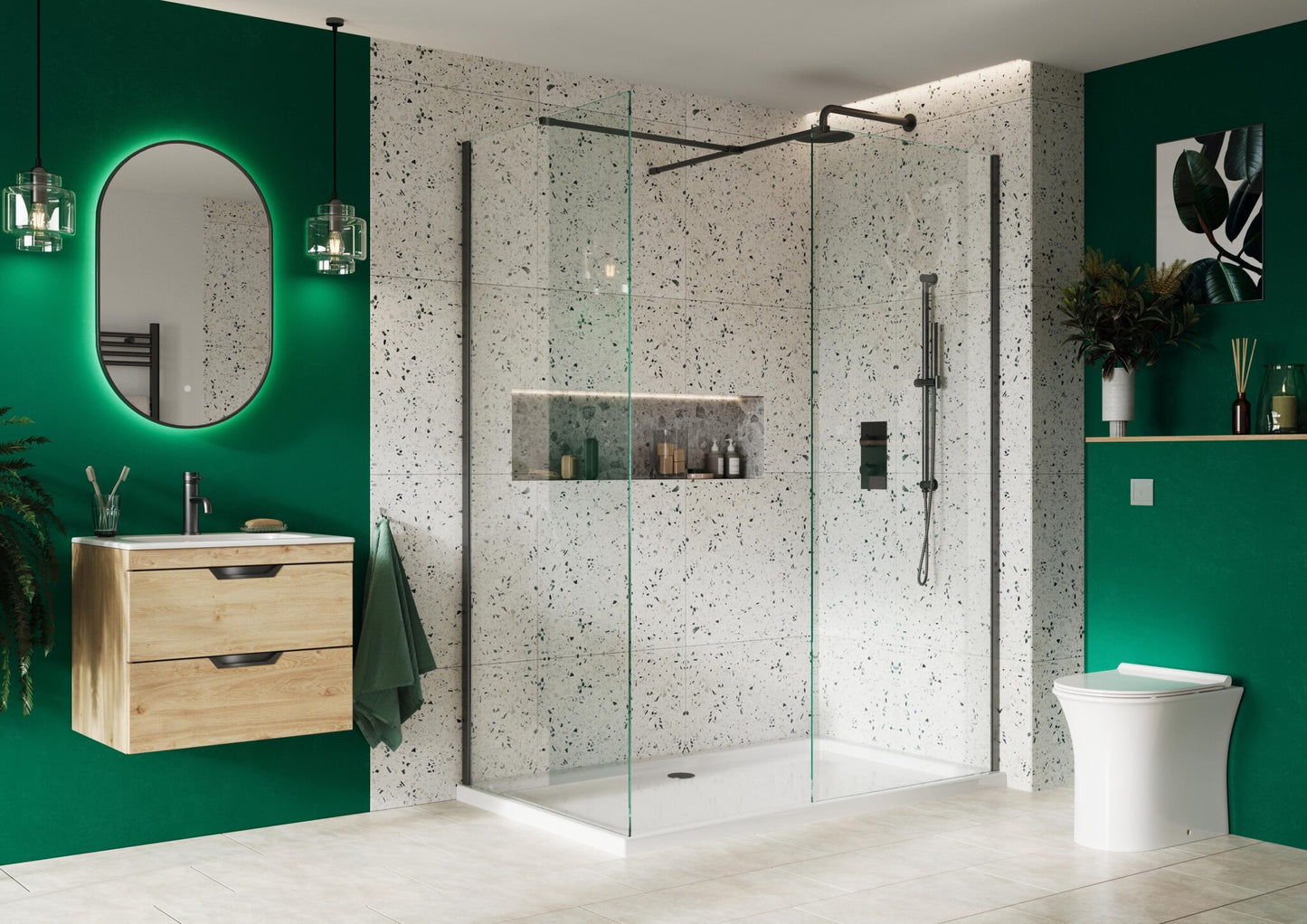 Sense8 1000mm Wetroom Screen & Support Arm - Gunmetal
