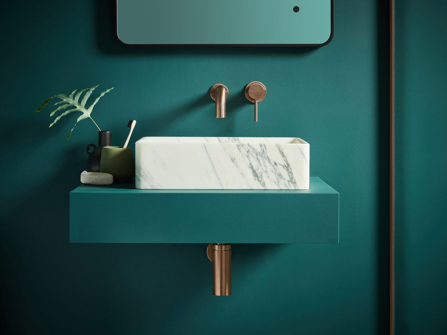 Pinnacle Wall Mounted Basin Filler - Brushed Bronze