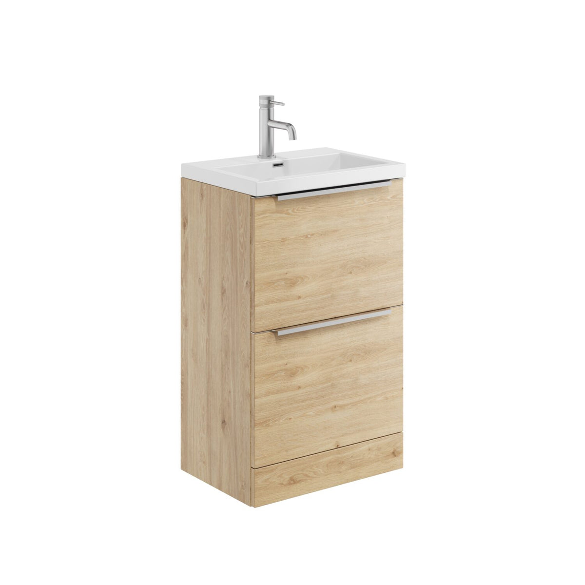 Velora 2 Drawer Freestanding 500 Vanity Unit & Basin - Davos Oak
